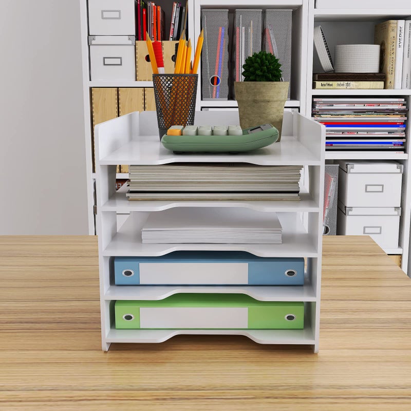 Natwind 5-Tier Desk Organizer,File Organizer,File Paper Organizer for Desk & Desktop - White File Holder with Mail Letter Tray & Paper Sorter for Home Office, School Classroom - Image 2
